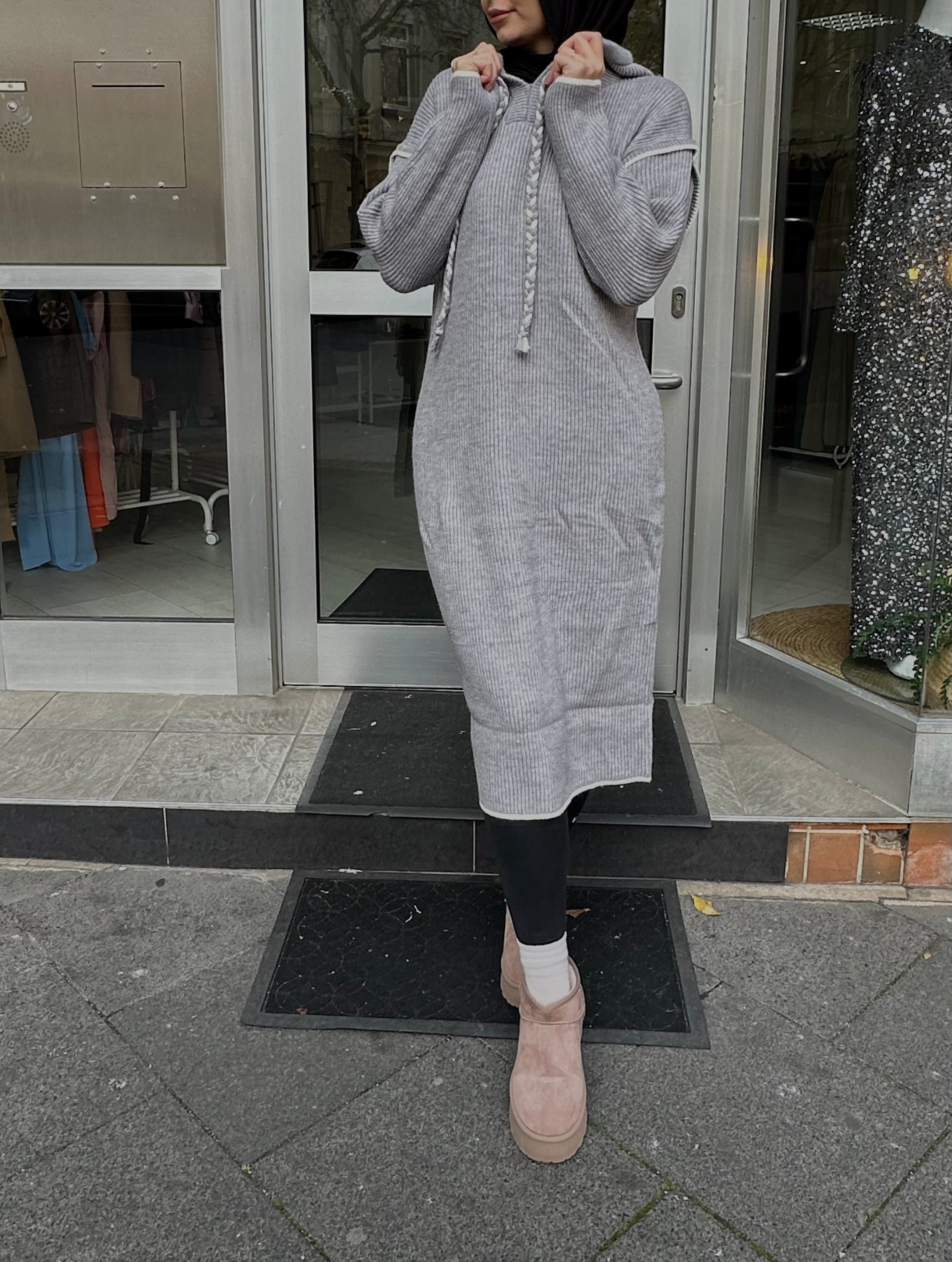 Strick Hoodie mit Kaputze