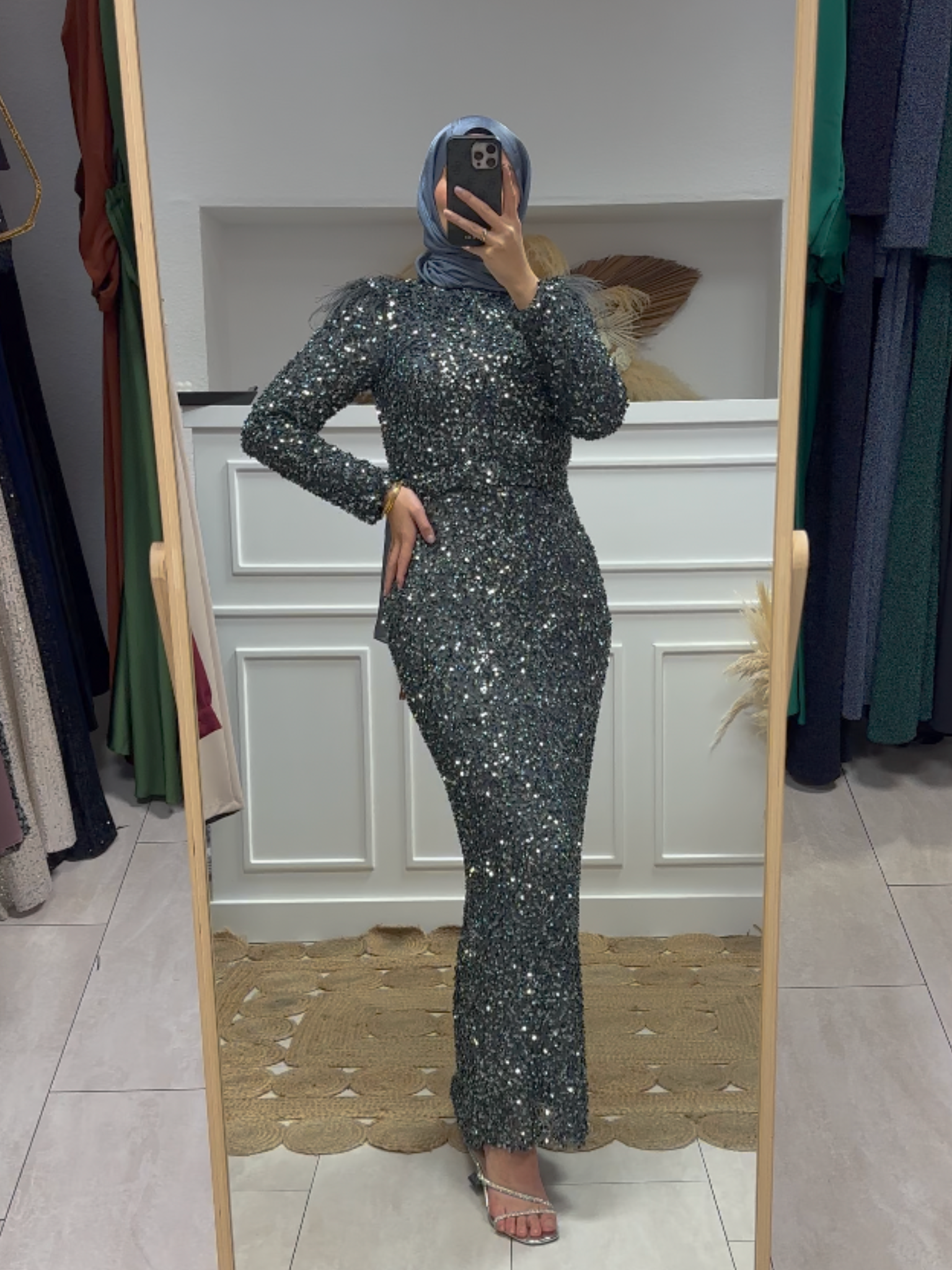 pailetten Abendkleid